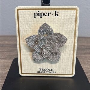 Piper Silver Flower Brooch with Glass Stones 🩶